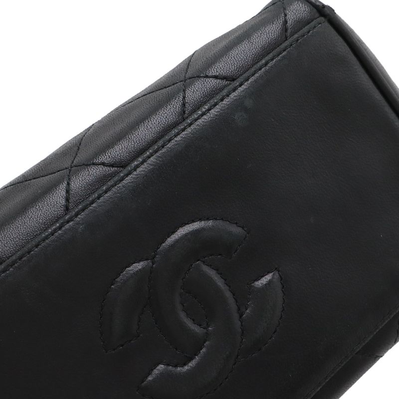 Chanel Quilted CC Logo Chain Shoulder Bag Semi Lambskin