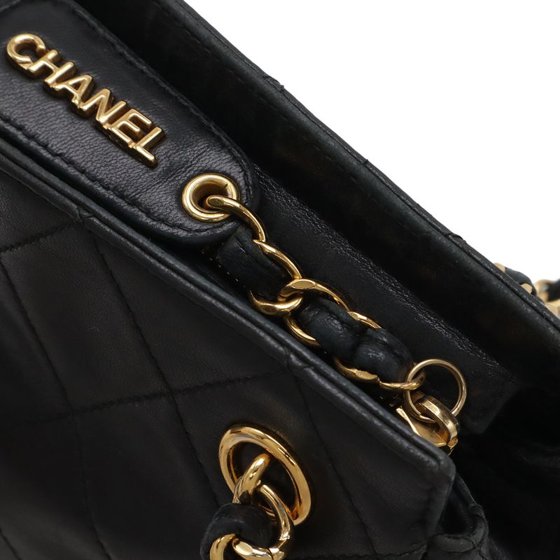 Chanel Quilted CC Logo Chain Shoulder Bag Semi Lambskin