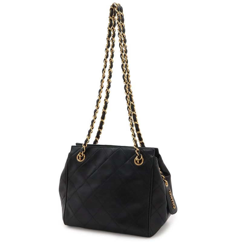 Chanel Quilted CC Logo Chain Shoulder Bag Semi Lambskin