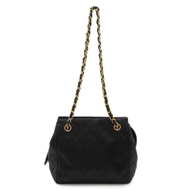 Chanel Quilted CC Logo Chain Shoulder Bag Semi Lambskin