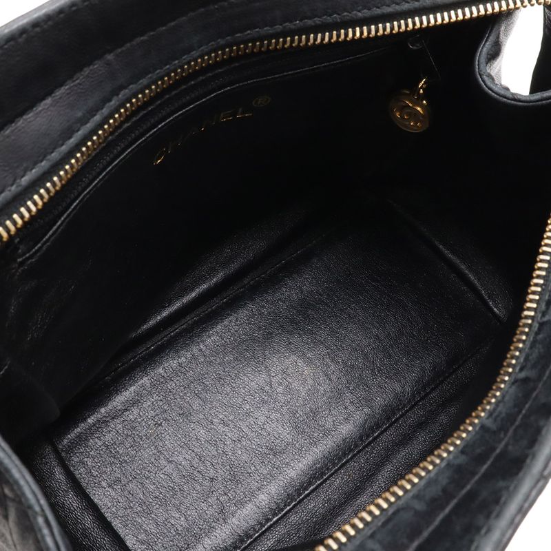 Chanel Quilted CC Logo Chain Shoulder Bag Semi Lambskin