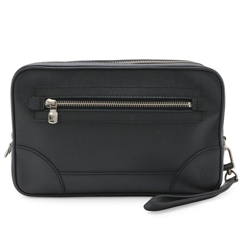Louis Vuitton Taiga Pavel Clutch Leather Ardoise Black Silver