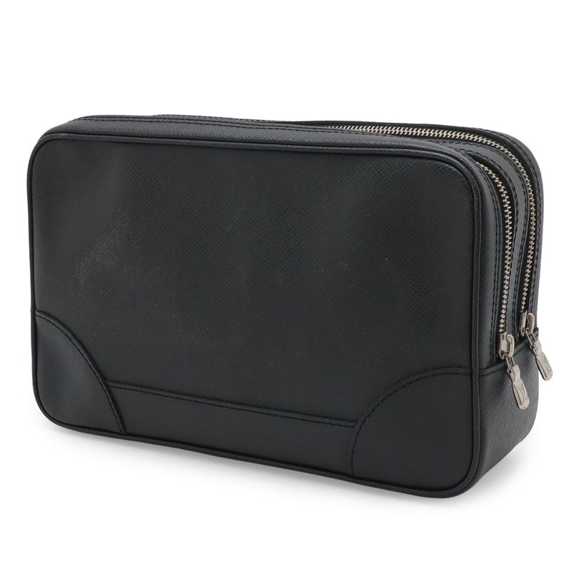 Louis Vuitton Taiga Pavel Clutch Leather Ardoise Black Silver