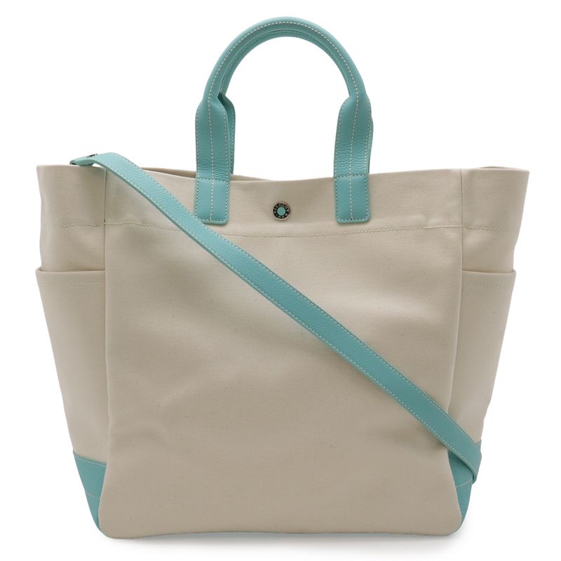 Tiffany & Co Tote 2-Way Shoulder Bag Canvas Ivory