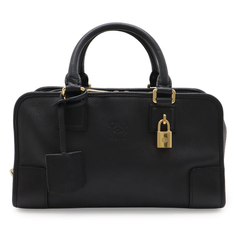 Loewe Amazona 28 Anagram Mini Boston Bag Leather Black Gold