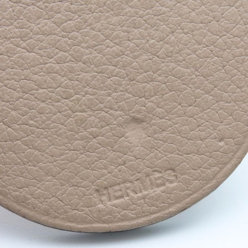 Hermes Bag Charm Animal Hippopotamus Leather Grey Cover Greige