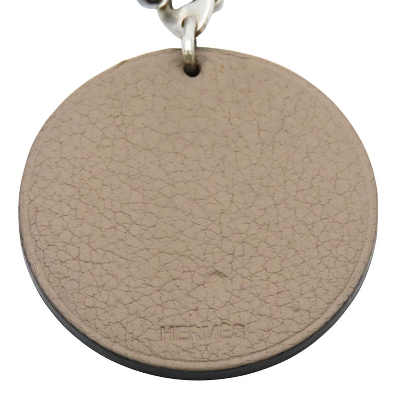 Hermes Bag Charm Animal Hippopotamus Leather Grey Cover Greige