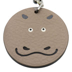 Hermes Bag Charm Animal Hippopotamus Leather Grey Cover Greige