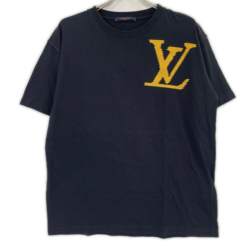 Louis Vuitton Logo Brick Print Short Sleeve Top T-Shirt ) Black
