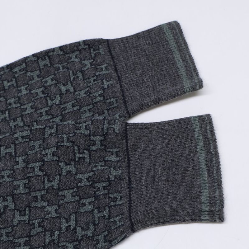 Hermes Logo Pattern Cashmere Silk Knit Sweater ) Gray