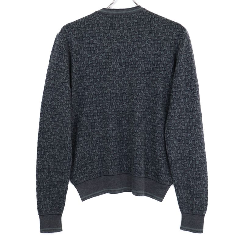 Hermes Logo Pattern Cashmere Silk Knit Sweater ) Gray