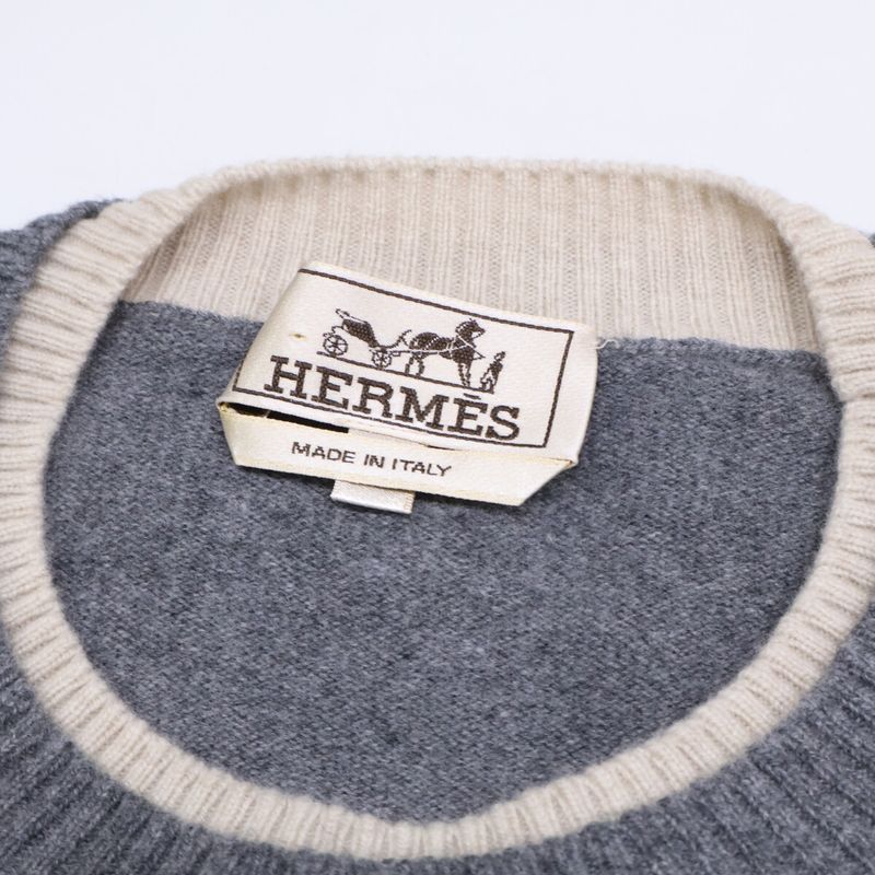 Hermes Wool Layered Knit Sweater ) Gray