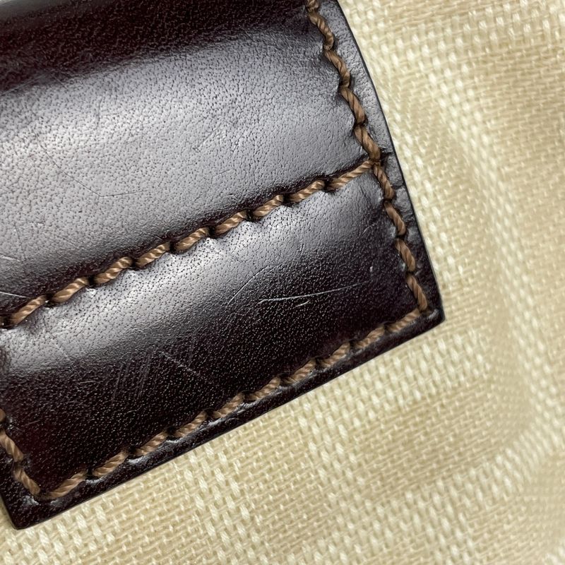 Fendi Zucca Pattern Mini Pouch Handbag Canvas Natural Brown