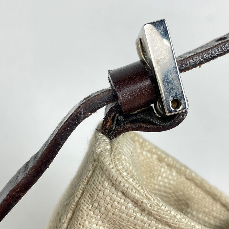 Fendi Zucca Pattern Mini Pouch Handbag Canvas Natural Brown
