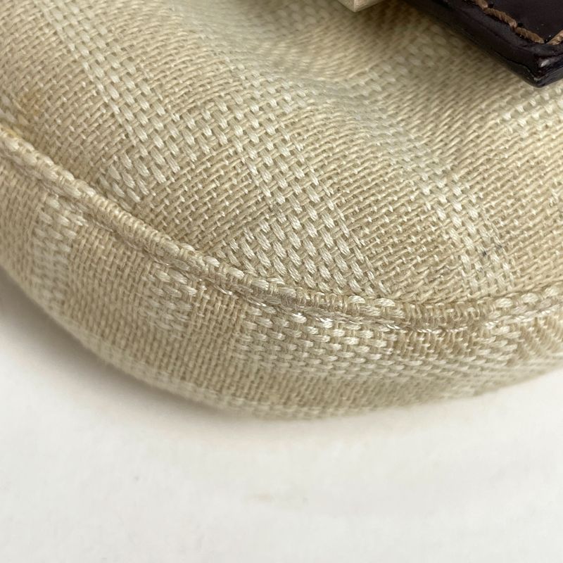 Fendi Zucca Pattern Mini Pouch Handbag Canvas Natural Brown