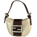 Fendi Zucca Pattern Mini Pouch Handbag Canvas Natural Brown