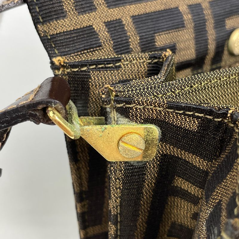 Fendi Zucca Pattern Shoulder Bag Canvas Brown