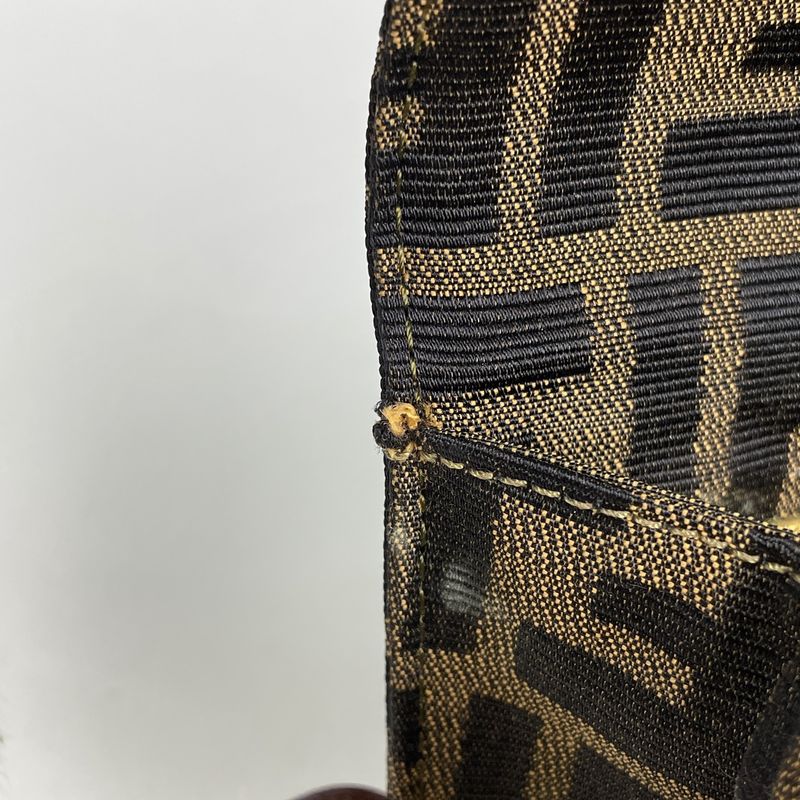 Fendi Zucca Pattern Shoulder Bag Canvas Brown