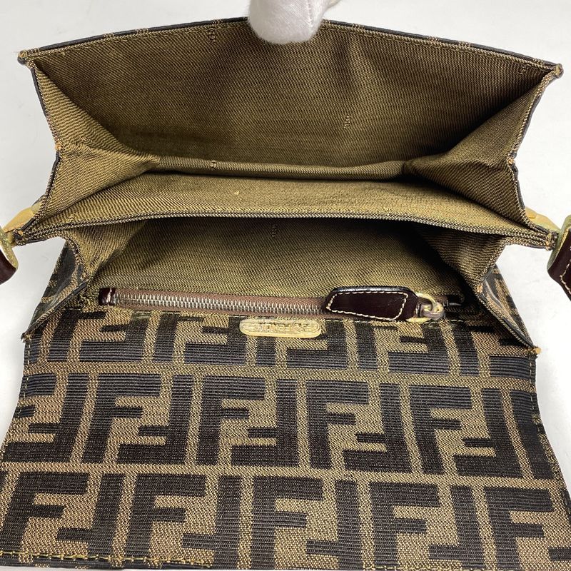 Fendi Zucca Pattern Shoulder Bag Canvas Brown