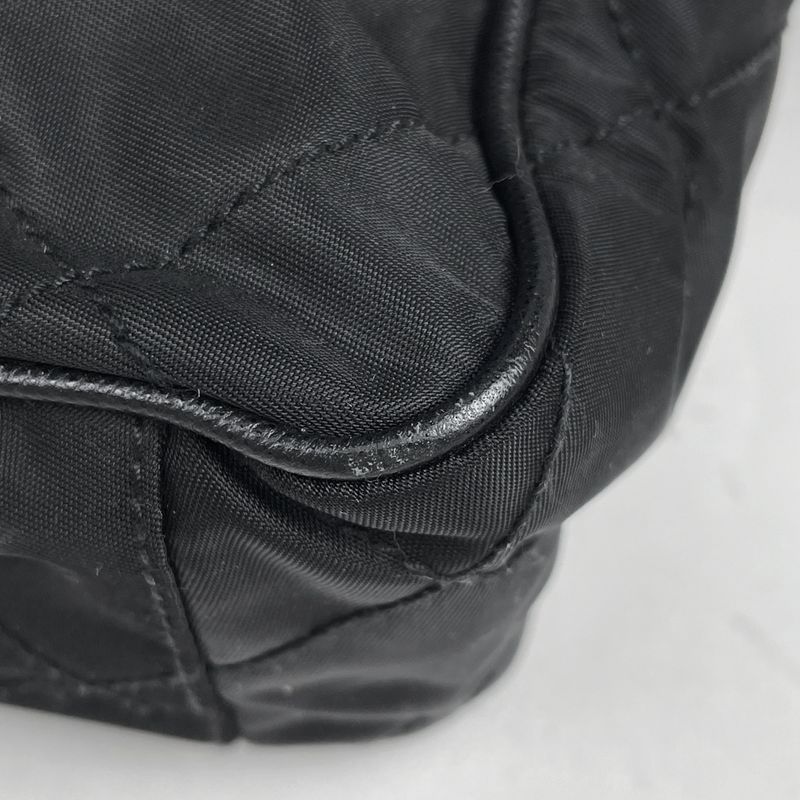 Prada Logo Shoulder Bag Quilted Nylon Nero