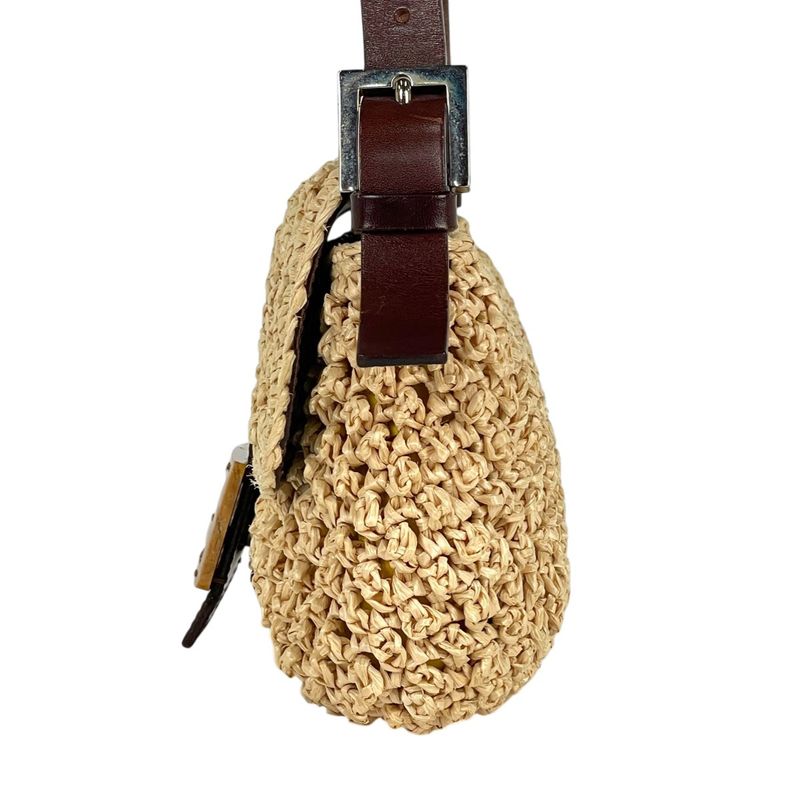 Fendi Zucca Logo Mamma Baguette Shoulder Bag Fabric Beige Brown
