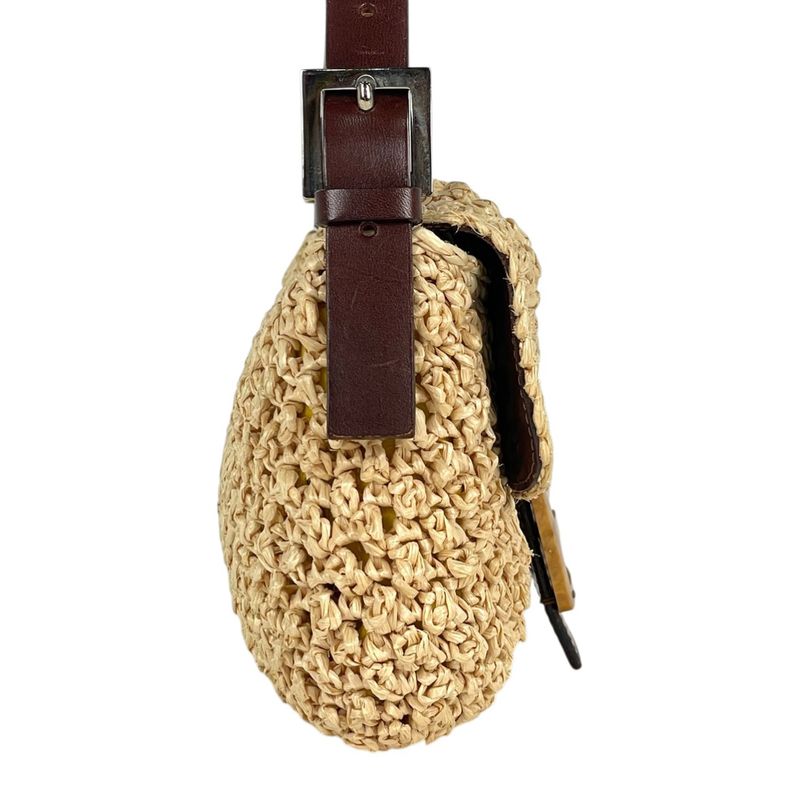 Fendi Zucca Logo Mamma Baguette Shoulder Bag Fabric Beige Brown
