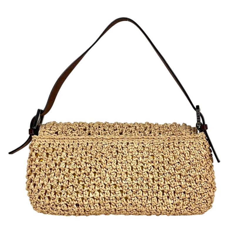 Fendi Zucca Logo Mamma Baguette Shoulder Bag Fabric Beige Brown