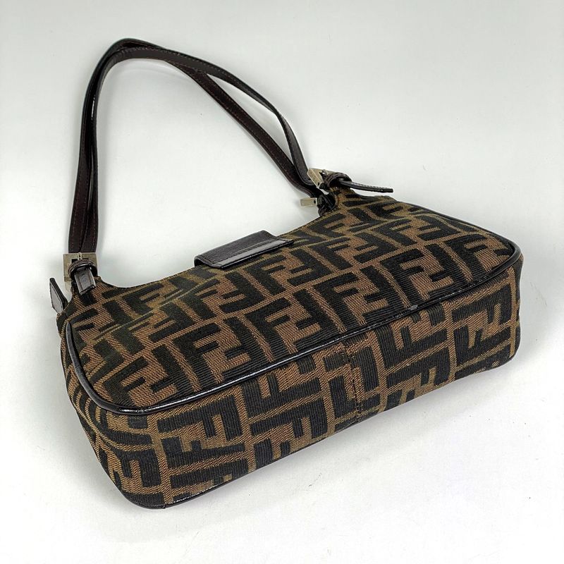 Fendi Zucca Pattern Shoulder Bag Canvas Brown