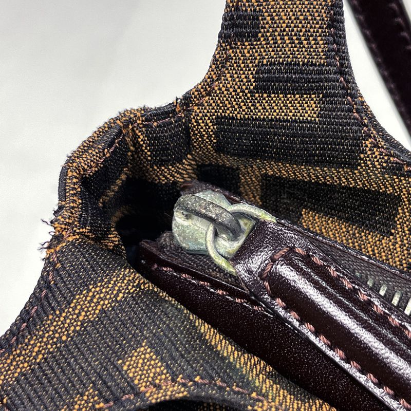 Fendi Zucca Pattern Shoulder Bag Canvas Brown