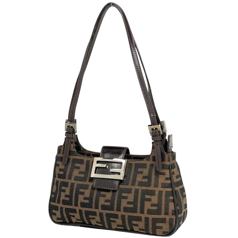 Fendi Zucca Pattern Shoulder Bag Canvas Brown
