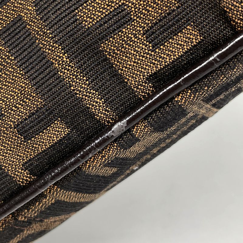 Fendi Zucca Pattern Shoulder Bag Canvas Brown