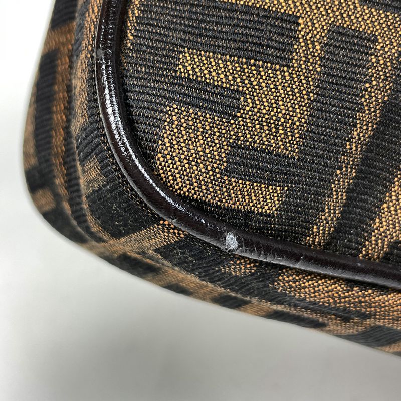 Fendi Zucca Pattern Shoulder Bag Canvas Brown