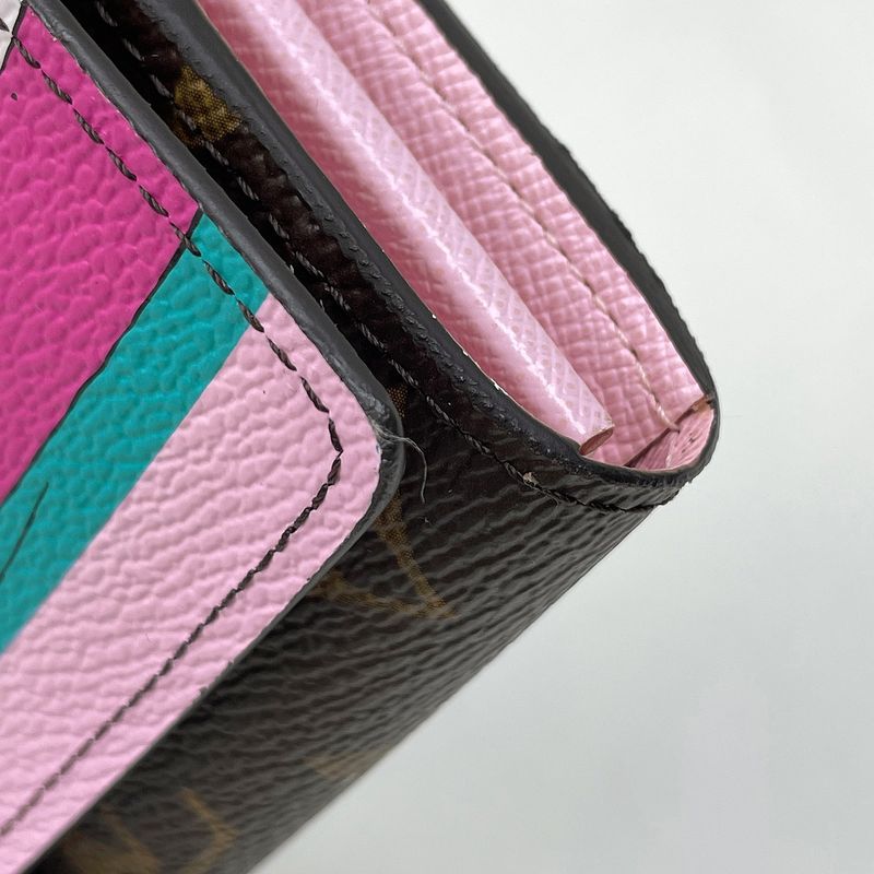 Louis Vuitton Portefeuille Sarah Bill Purse Coin Wallet Monogram Brown Multicolor