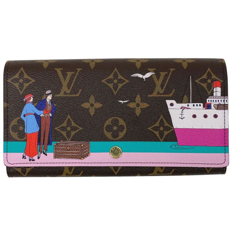 Louis Vuitton Portefeuille Sarah Bill Purse Coin Wallet Monogram Brown Multicolor