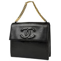 Chanel CC Logo Handbag Chain Leather Black