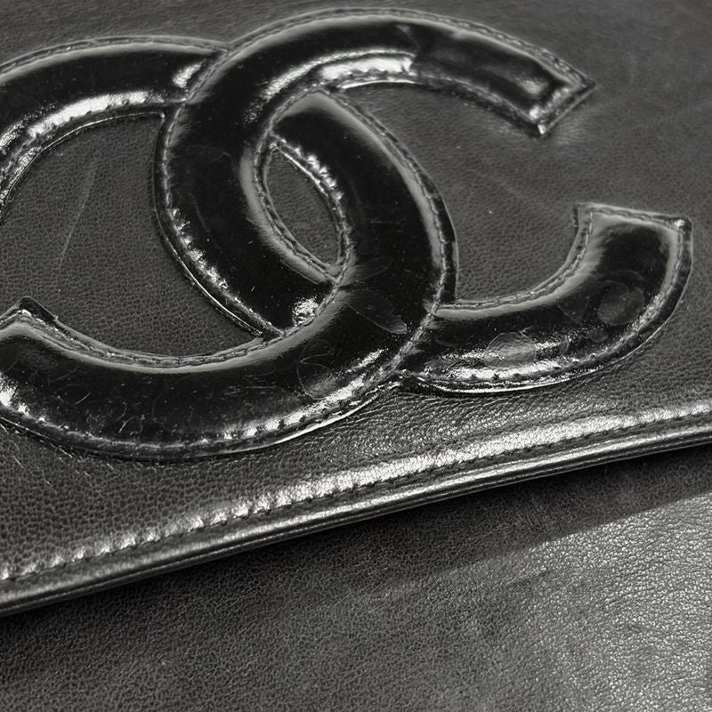 Chanel CC Logo Handbag Chain Leather Black