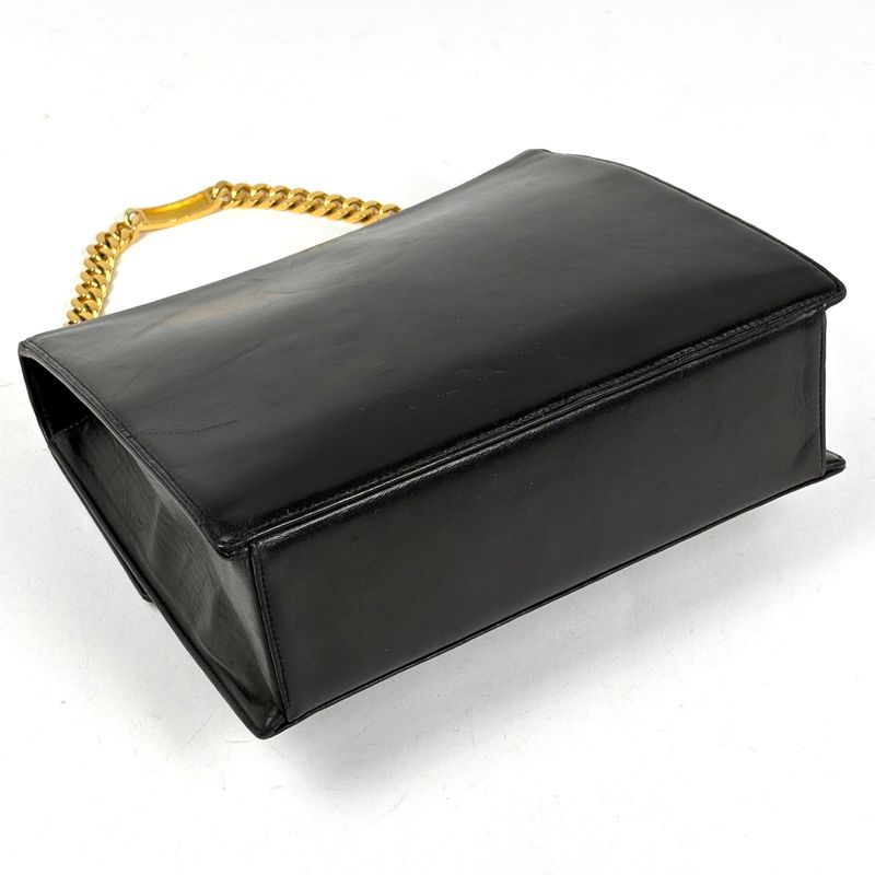 Chanel CC Logo Handbag Chain Leather Black