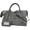 Balenciaga Giant City 2-Way Shoulder Back Handbag Leather Gray