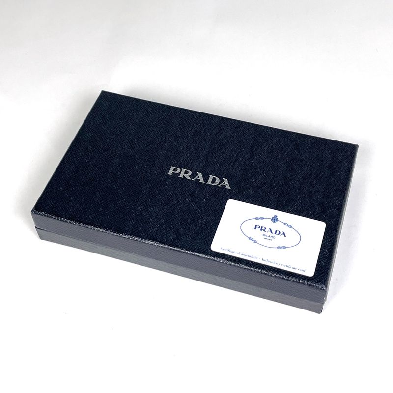 Prada Logo Chain Wallet Leather Green