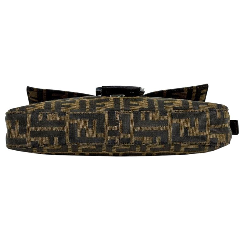 Fendi Zucca Pattern Mamma Baguette Shoulder Bag Canvas Brown