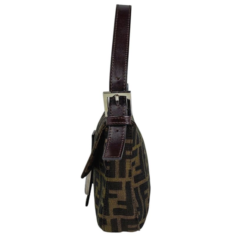 Fendi Zucca Pattern Mamma Baguette Shoulder Bag Canvas Brown