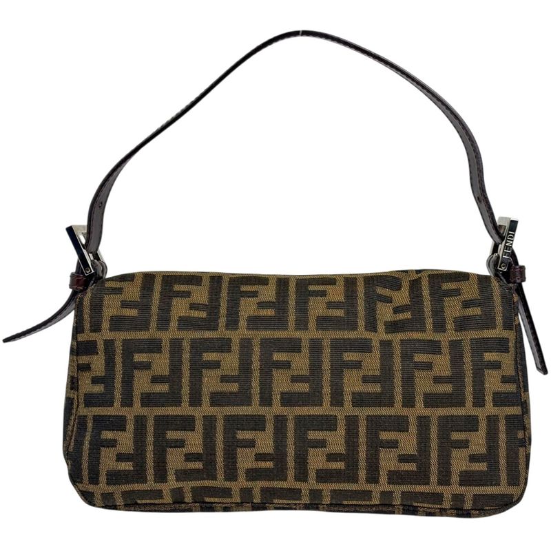 Fendi Zucca Pattern Mamma Baguette Shoulder Bag Canvas Brown