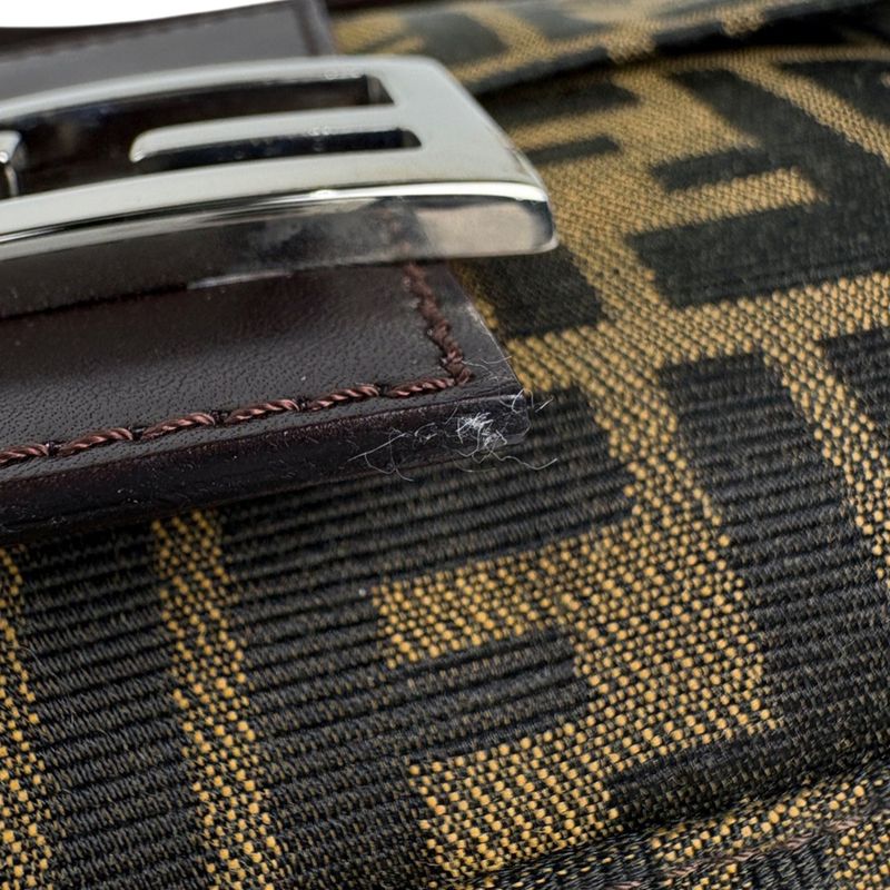 Fendi Zucca Pattern Mamma Baguette Shoulder Bag Canvas Brown