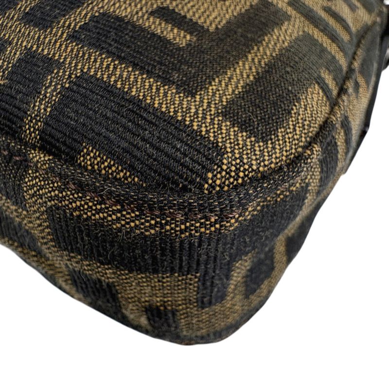 Fendi Zucca Pattern Mamma Baguette Shoulder Bag Canvas Brown