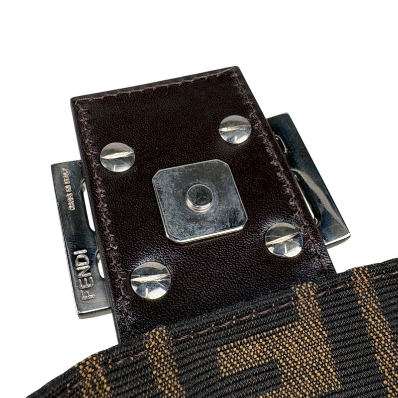 Fendi Zucca Pattern Mamma Baguette Shoulder Bag Canvas Brown