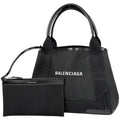 Balenciaga Navy Small Cabas Handbag Logo Tote Canvas Black