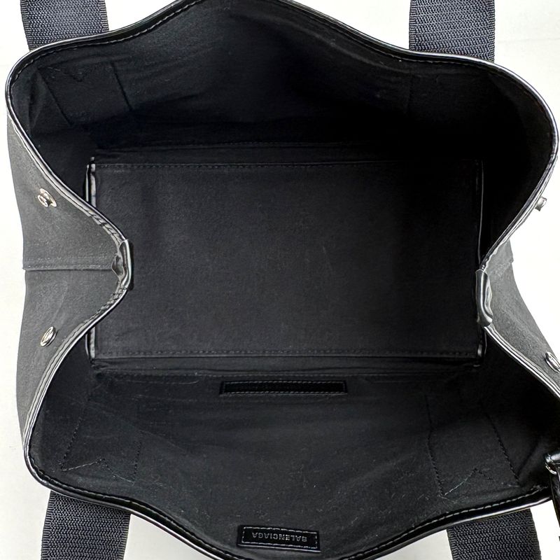 Balenciaga Navy Small Cabas Handbag Logo Tote Canvas Black