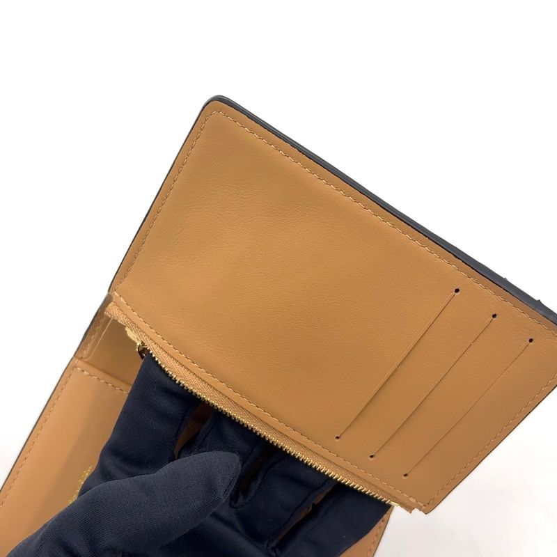 Louis Vuitton Vertical Wallet Leather Brown Black Gold
