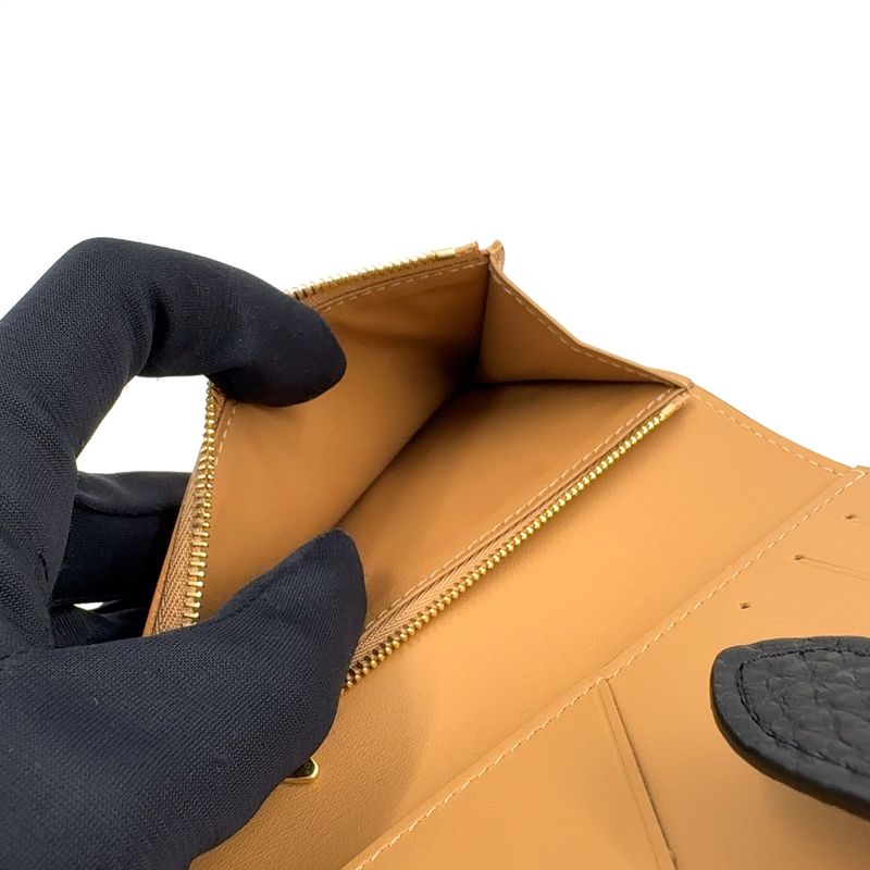 Louis Vuitton Vertical Wallet Leather Brown Black Gold