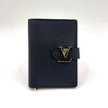 Louis Vuitton Vertical Wallet Leather Brown Black Gold